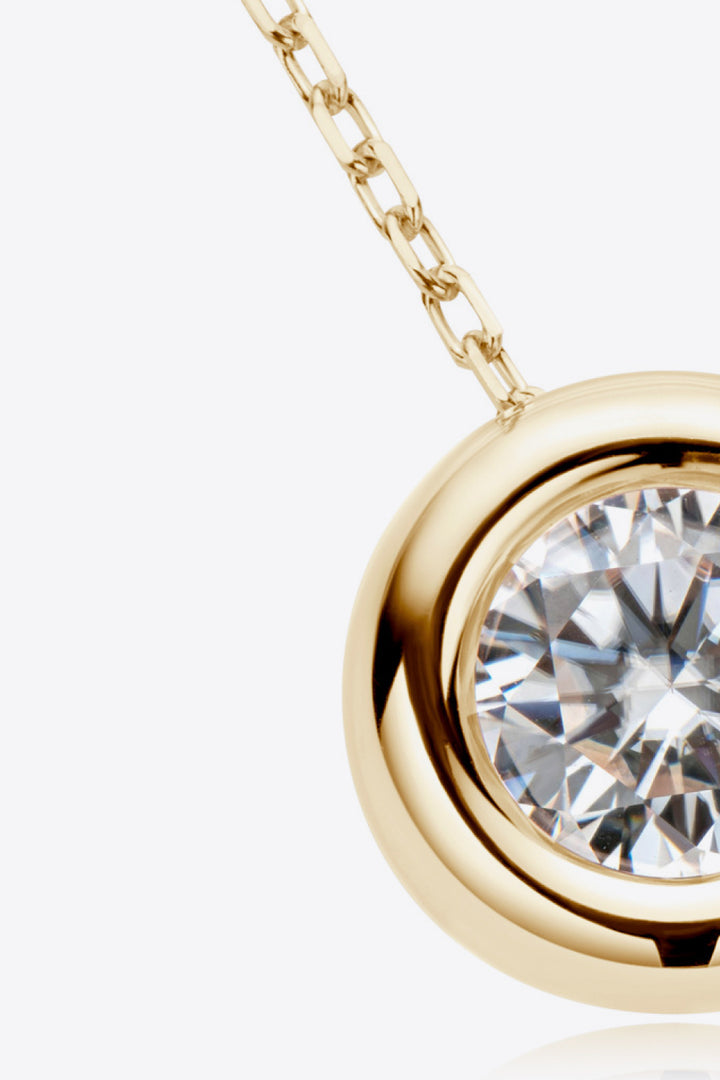1 Carat Moissanite Round-Pendant 925 Sterling Silver Necklace - Gold, Rose Gold, Silver