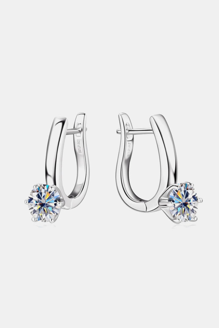 2 Carat Moissanite 925 Sterling Silver Loop Earrings - Silver, Gold