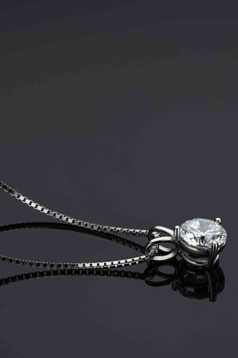 1 Carat Moissanite 3-Prong Pendant Necklace - Silver, Gold
