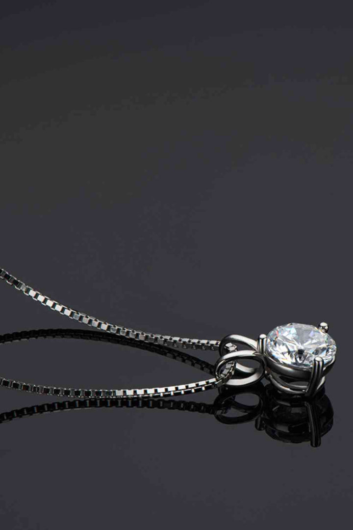 1 Carat Moissanite 3-Prong Pendant Necklace - Silver, Gold