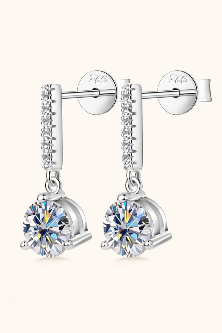 2 Carat Moissanite &amp; Zircon 925 Sterling Silver Drop Earrings - Gold, Silver