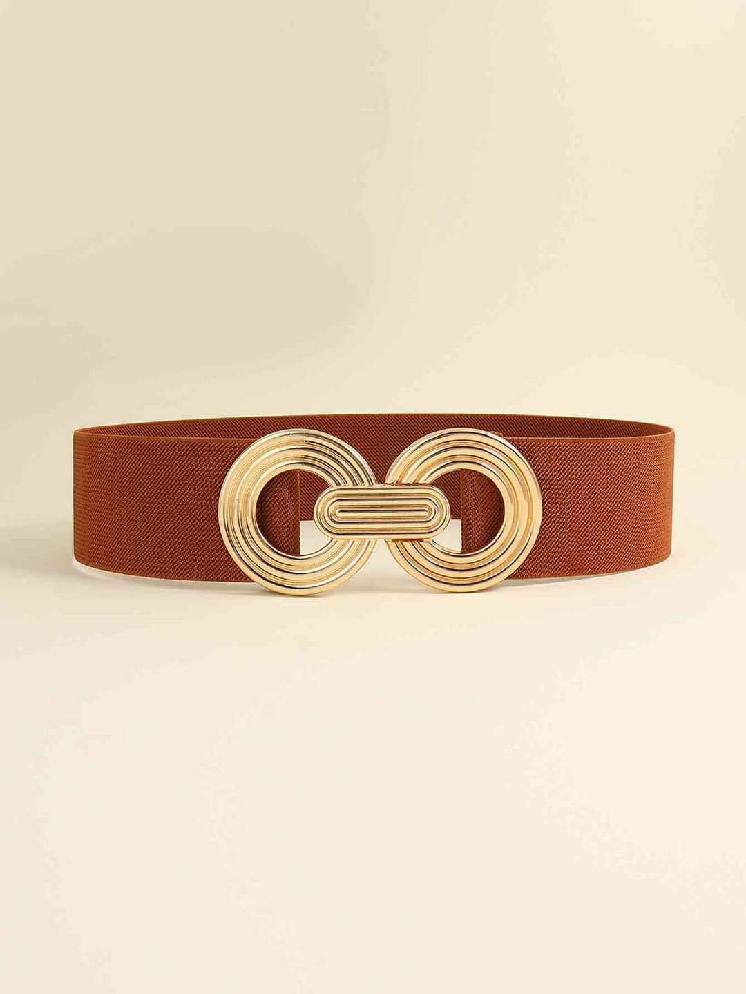 Geometric Gold Buckle Elastic Wide Belt - Multiple Colors