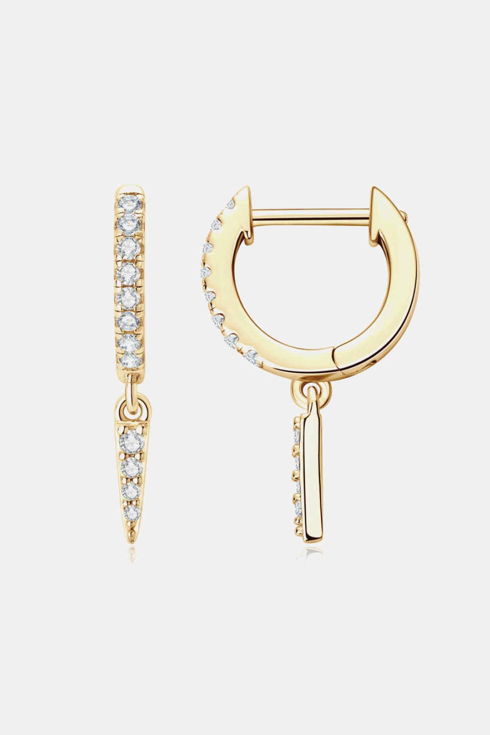 Moissanite 925 Sterling Silver Huggie Drop Earrings - Silver, Gold