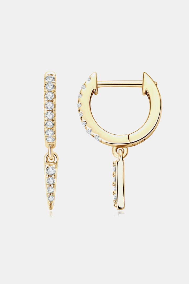 Moissanite 925 Sterling Silver Huggie Drop Earrings - Silver, Gold