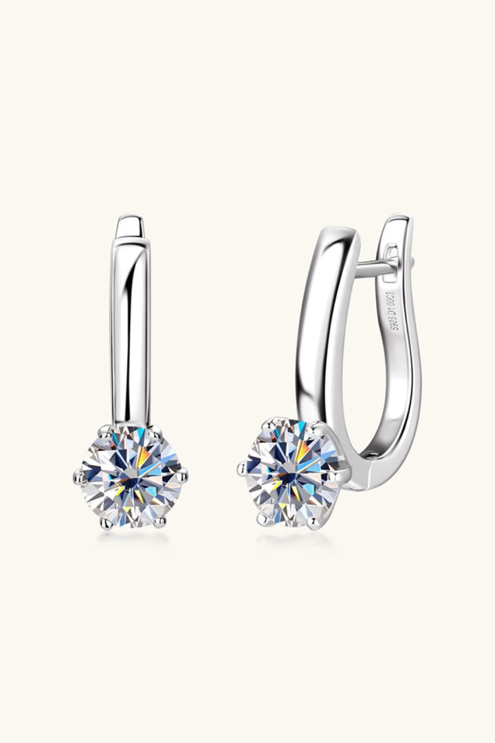 2 Carat Moissanite 925 Sterling Silver Loop Earrings - Silver, Gold