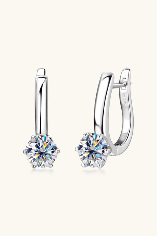 2 CARAT MOISSANITE 925 STERLING SILVER LOOP EARRINGS - SILVER, GOLD