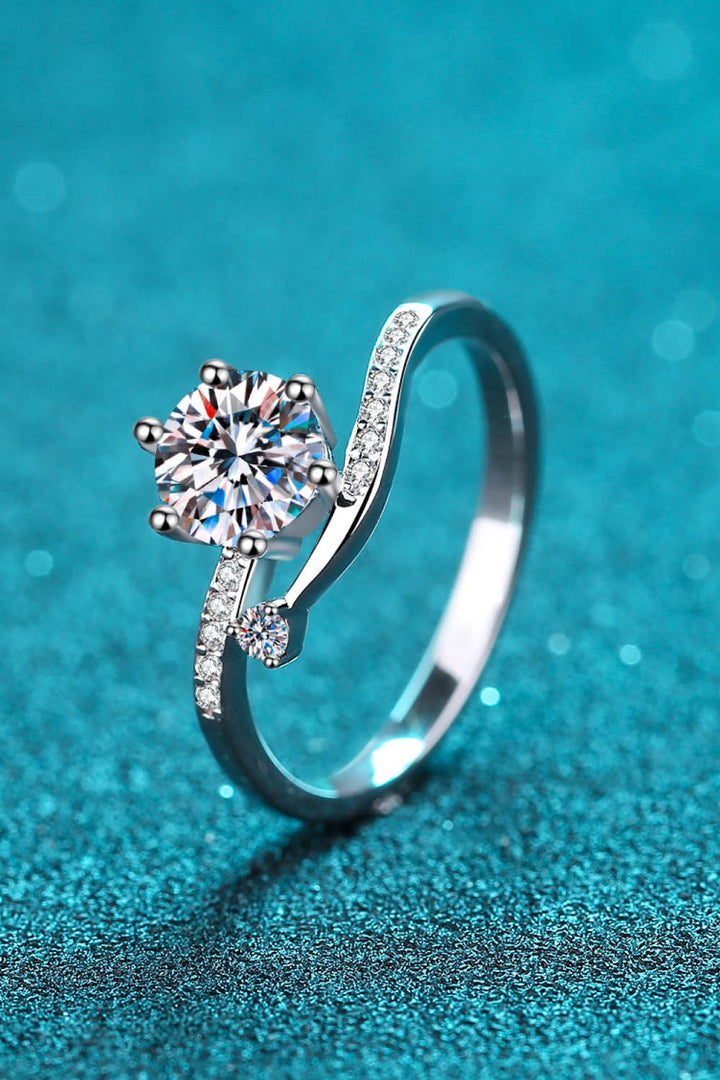 1 Carat Moissanite 925 Sterling Silver Bypass Ring - Silver