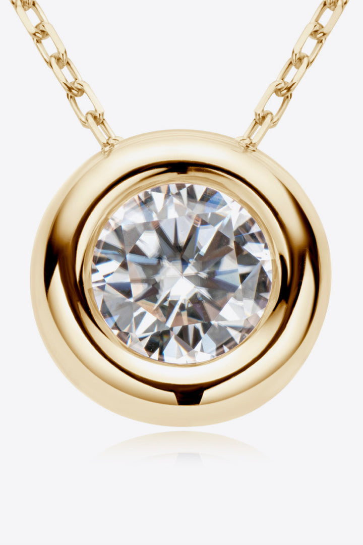 1 Carat Moissanite Round-Pendant 925 Sterling Silver Necklace - Gold, Rose Gold, Silver