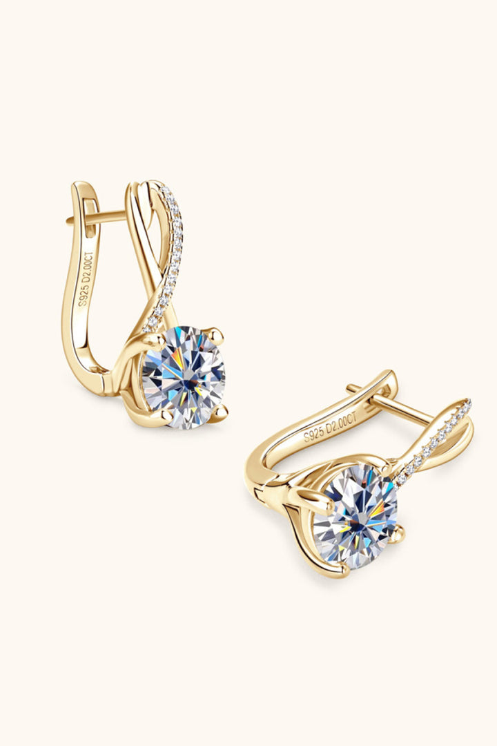 4 Carat Moissanite 925 Sterling Silver Crisscross Earrings - Gold, Silver