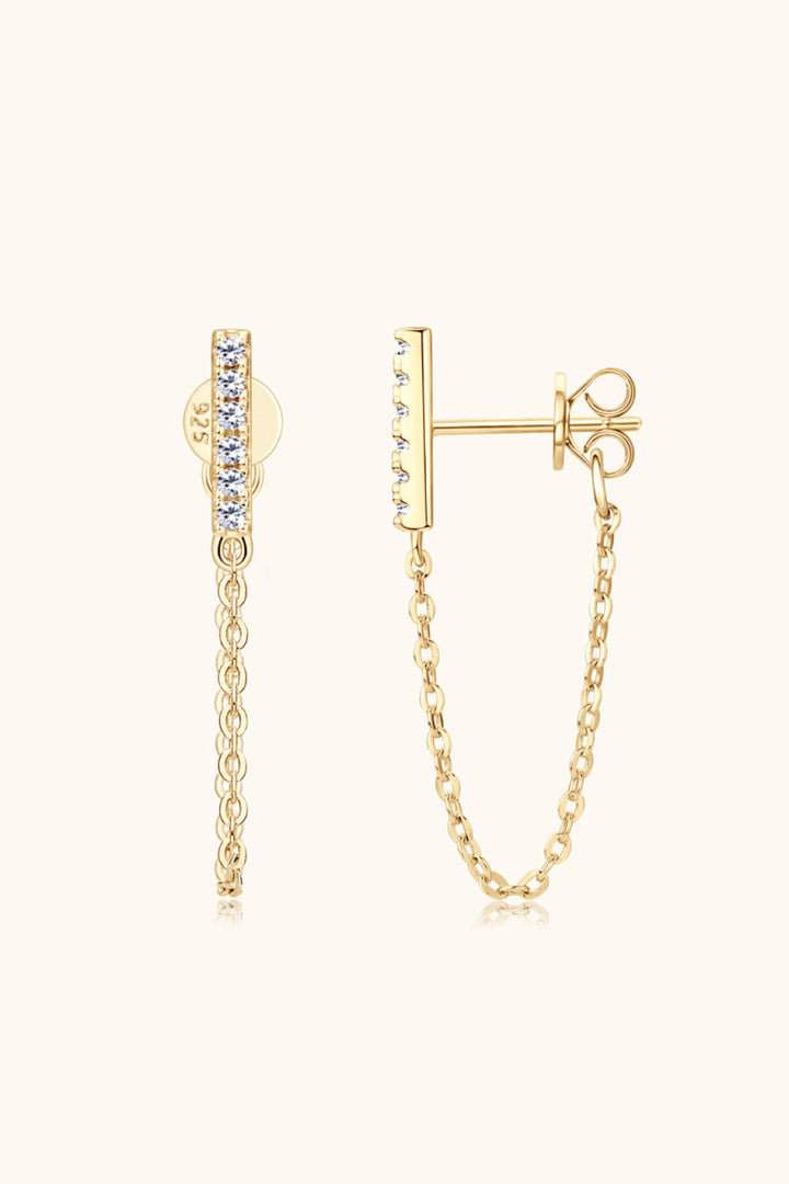 Moissanite 925 Sterling Silver Connected Earrings - Gold, Silver