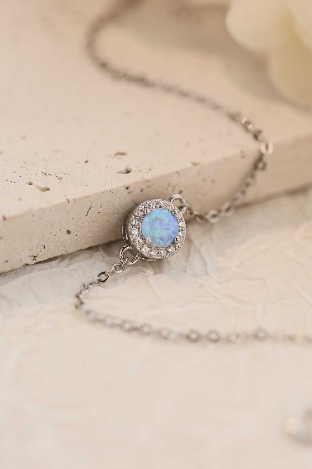 OPAL 925 STERLING SILVER BRACELET - SKY BLUE, WHITE