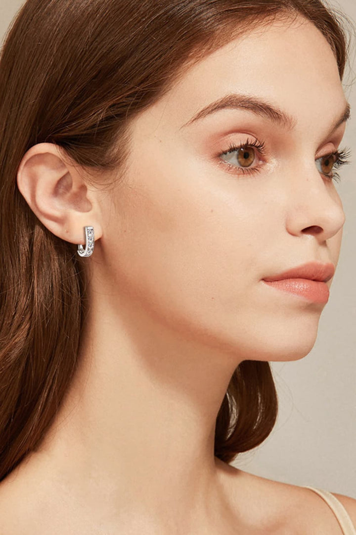 1 Carat Moissanite 925 Sterling Silver Inlaid Loop Earrings - Gold, Silver