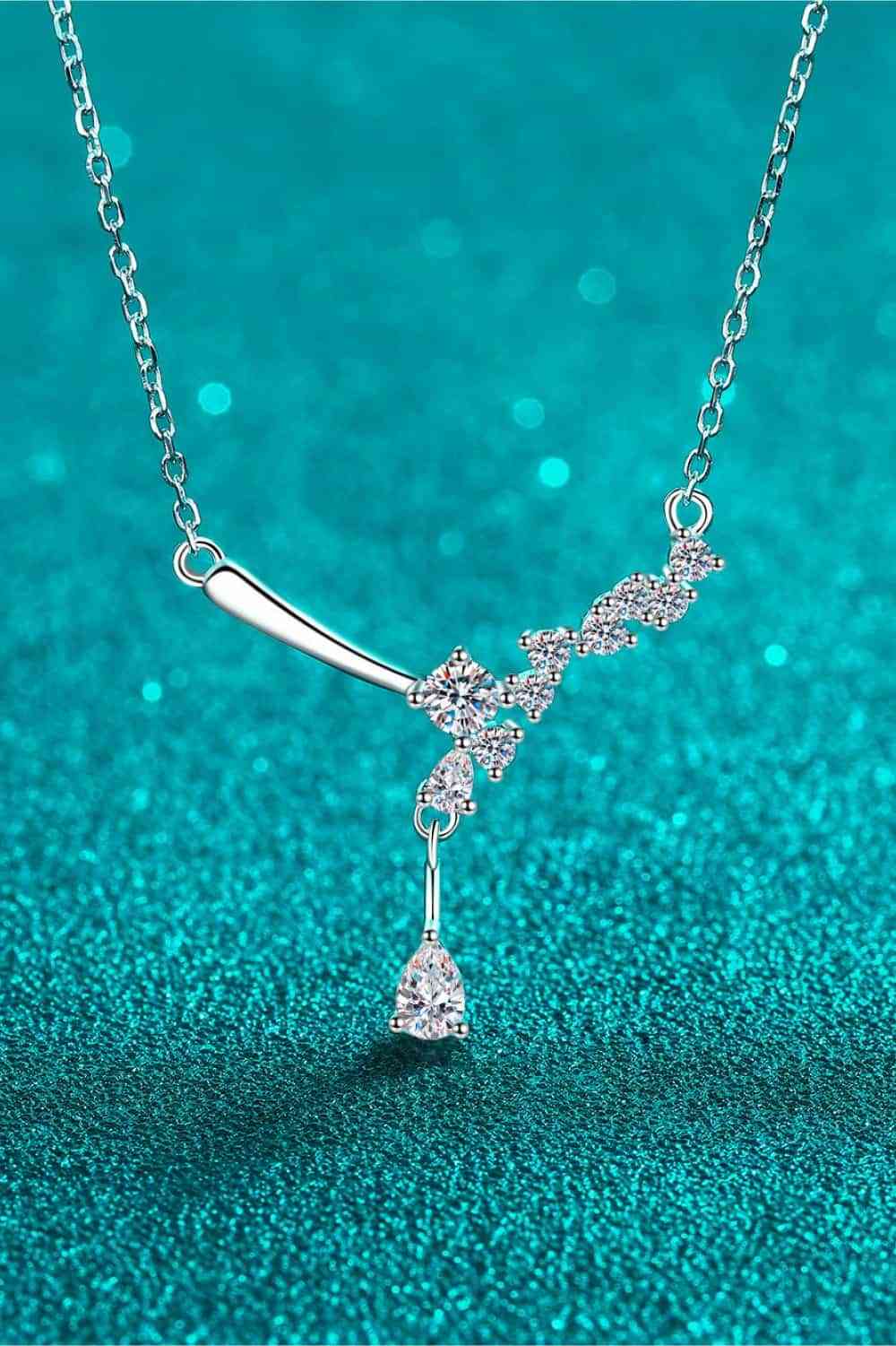 1-Carat Moissanite 925 Sterling Silver Cluster Drop Necklace