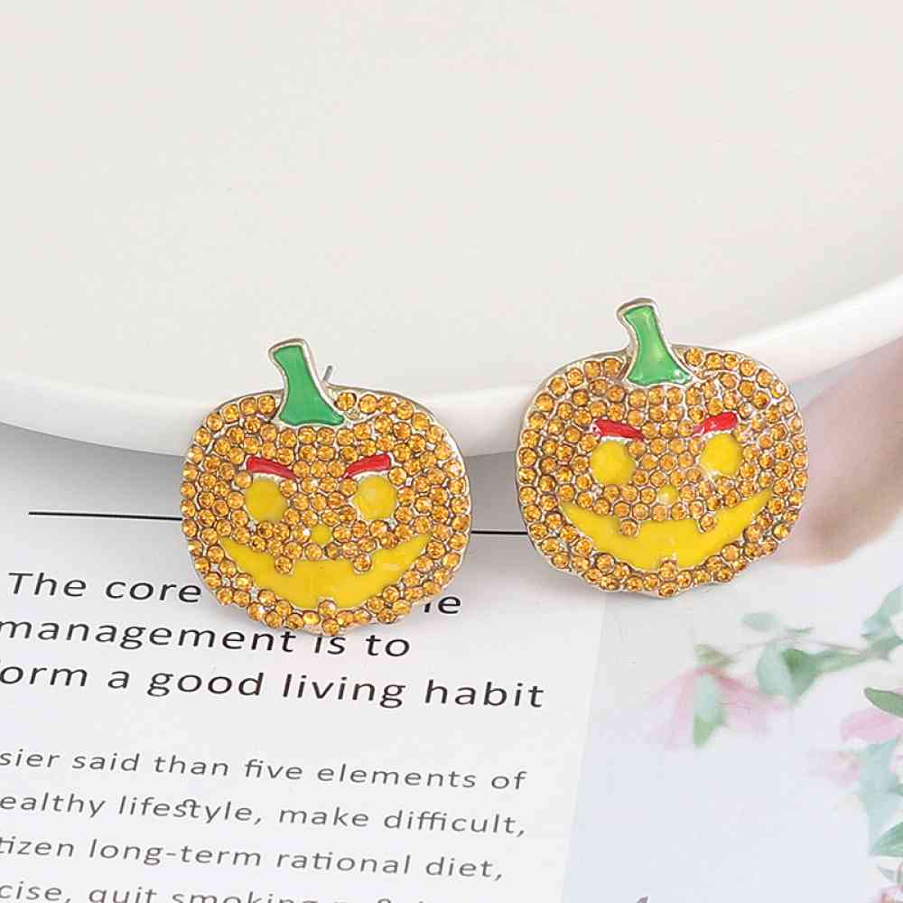 Pumpkin Rhinestone Alloy Earrings - Multiple Colors