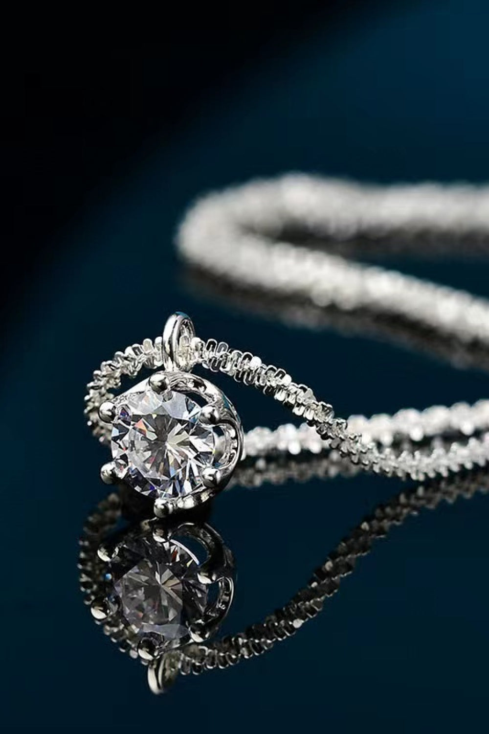 1 Carat Moissanite 925 Sterling Silver 6-Prong Round Pendant Necklace
