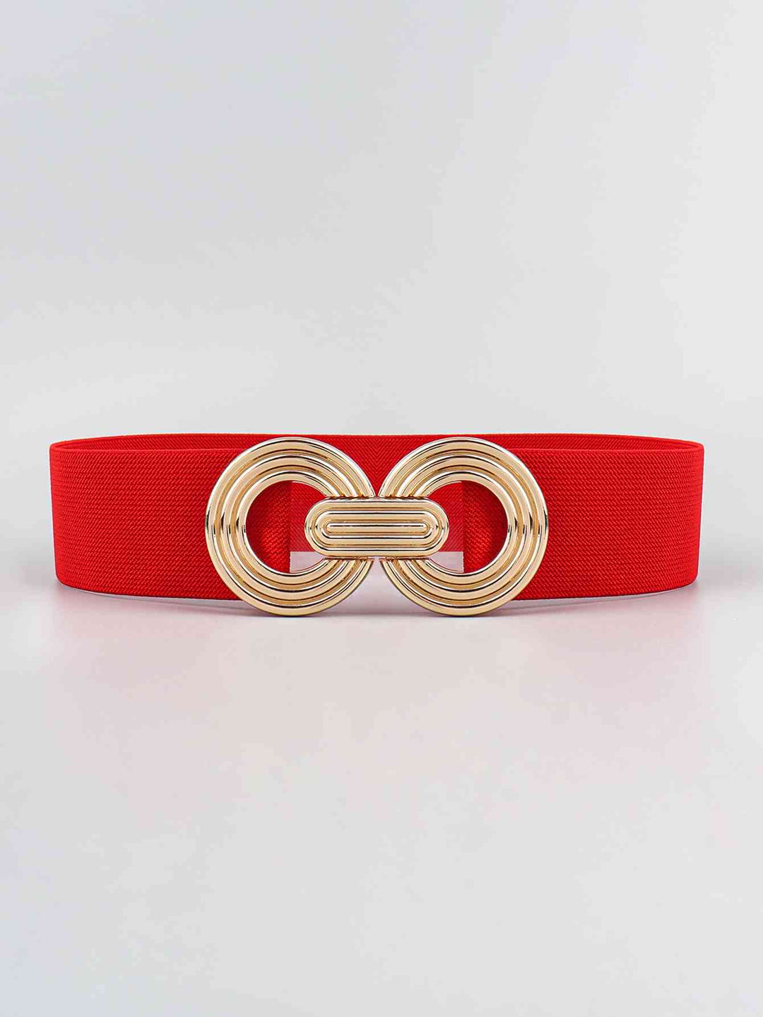 Geometric Gold Buckle Elastic Wide Belt - Multiple Colors
