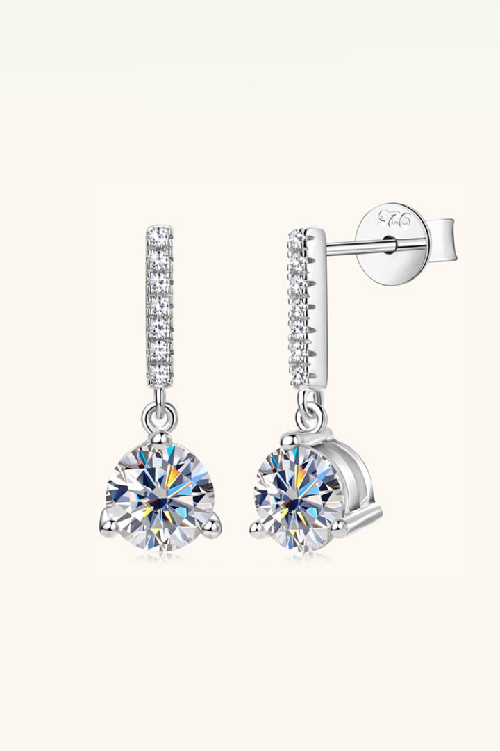 2 Carat Moissanite &amp; Zircon 925 Sterling Silver Drop Earrings - Gold, Silver