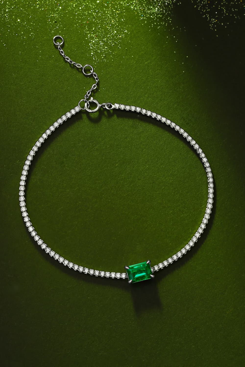 1 CARAT LAB-GROWN EMERALD 925 STERLING SILVER BRACELET