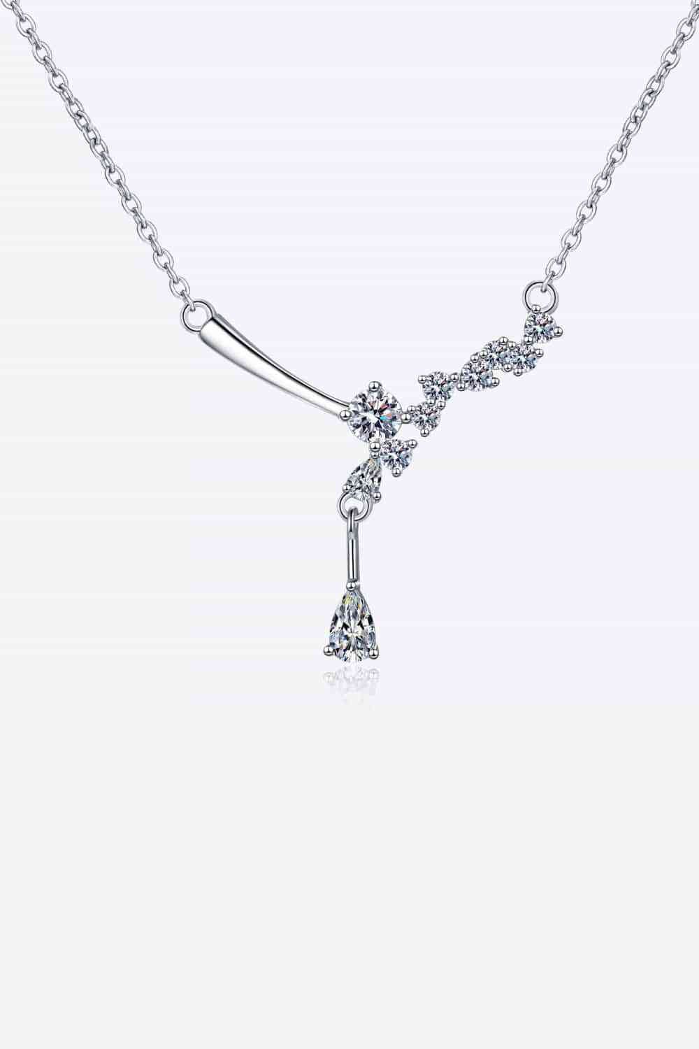 1-Carat Moissanite 925 Sterling Silver Cluster Drop Necklace