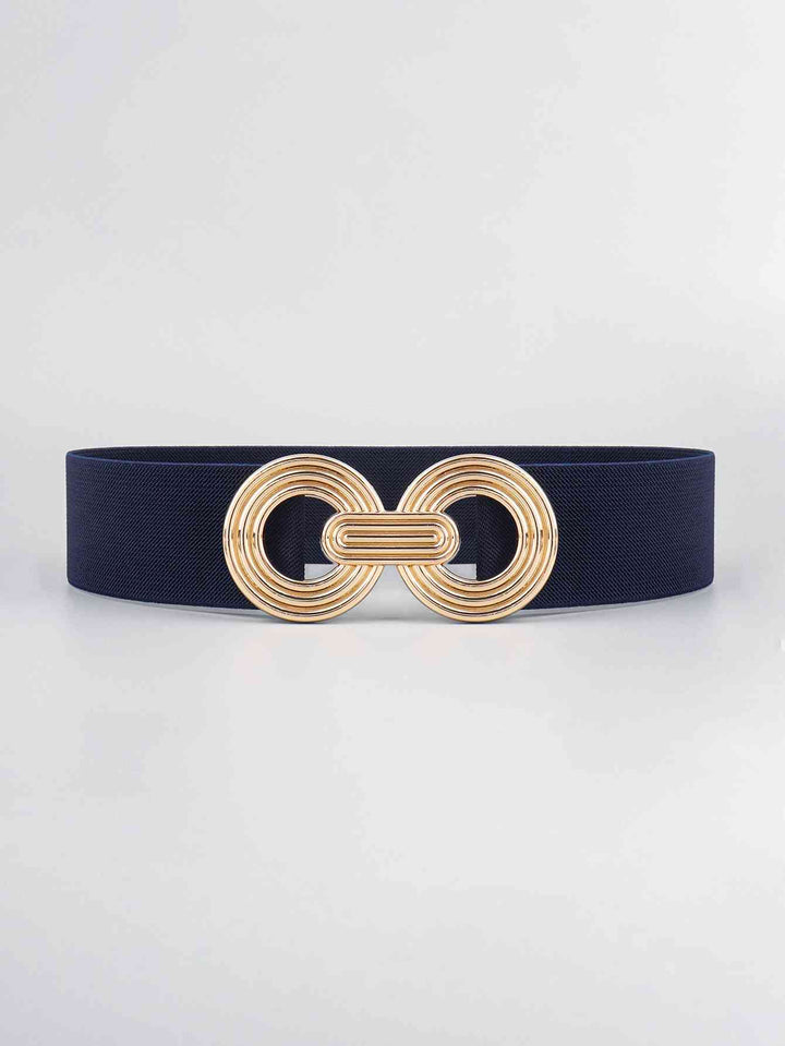 Geometric Gold Buckle Elastic Wide Belt - Multiple Colors