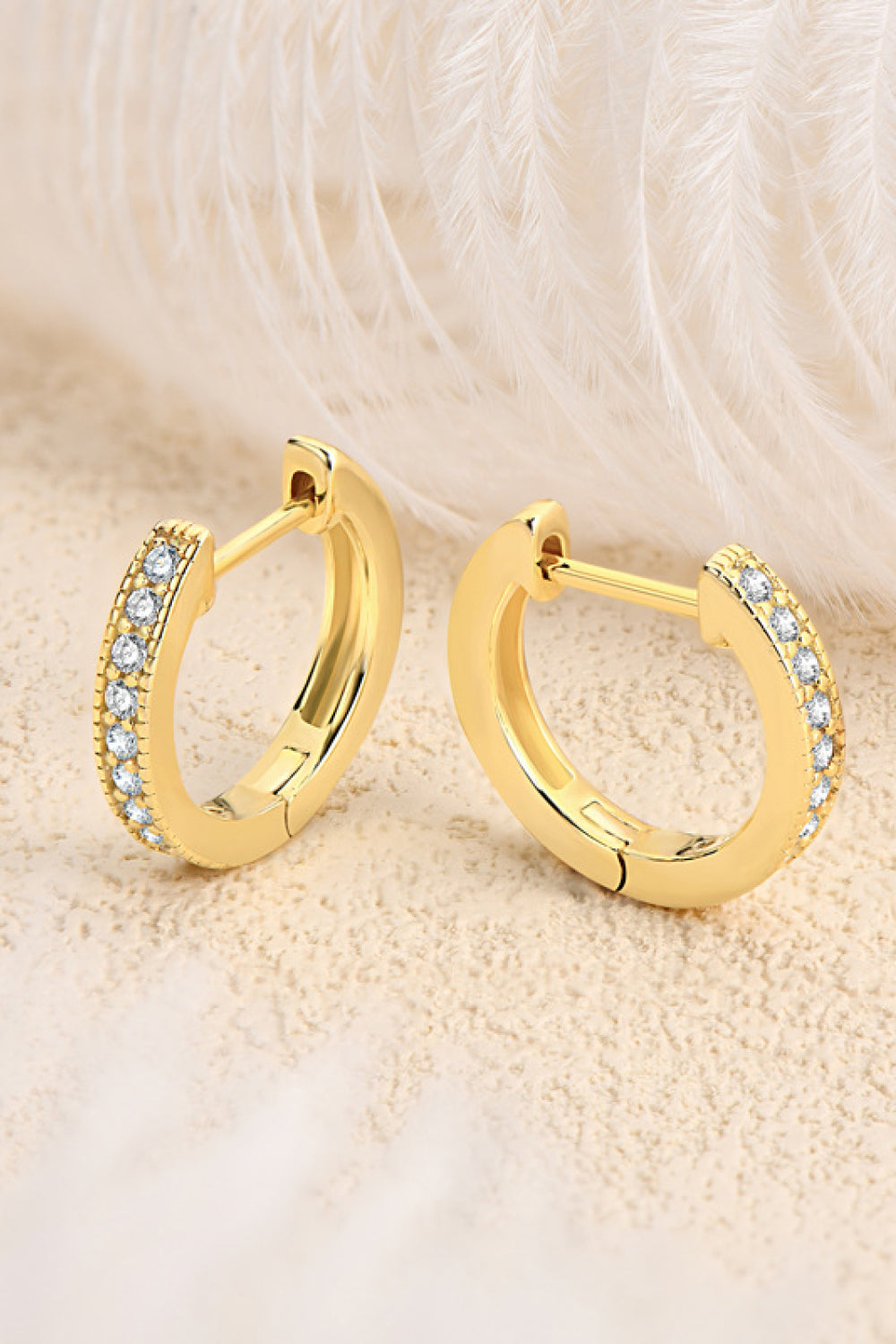Inlaid Moissanite 925 Sterling Silver Hoop Earrings - Silver, Gold