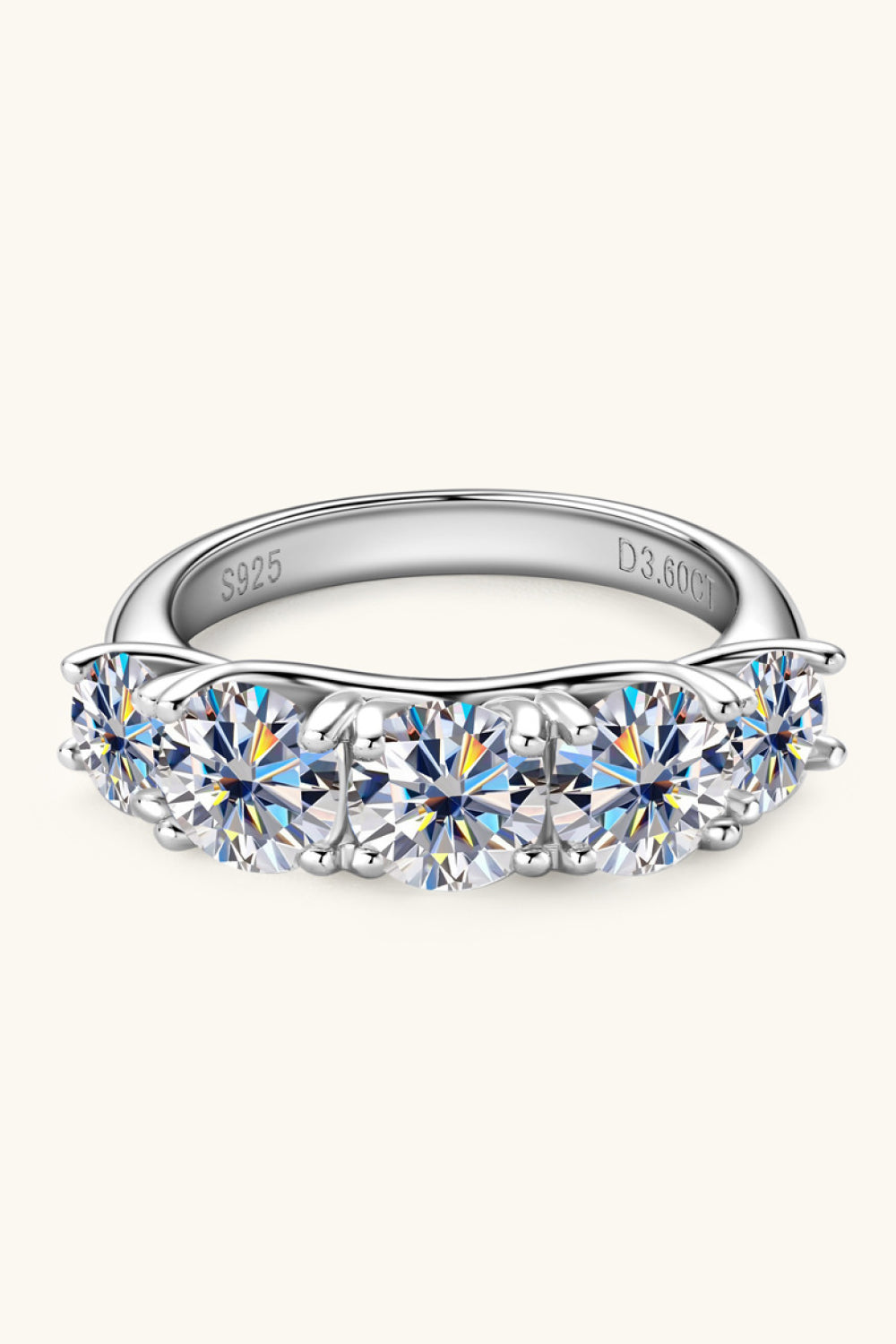 1 CARAT MOISSANITE 925 STERLING SILVER HALF-ETERNITY RING