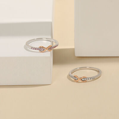 Zircon 925 Sterling Silver Infinity Ring - Silver, Blush Pink