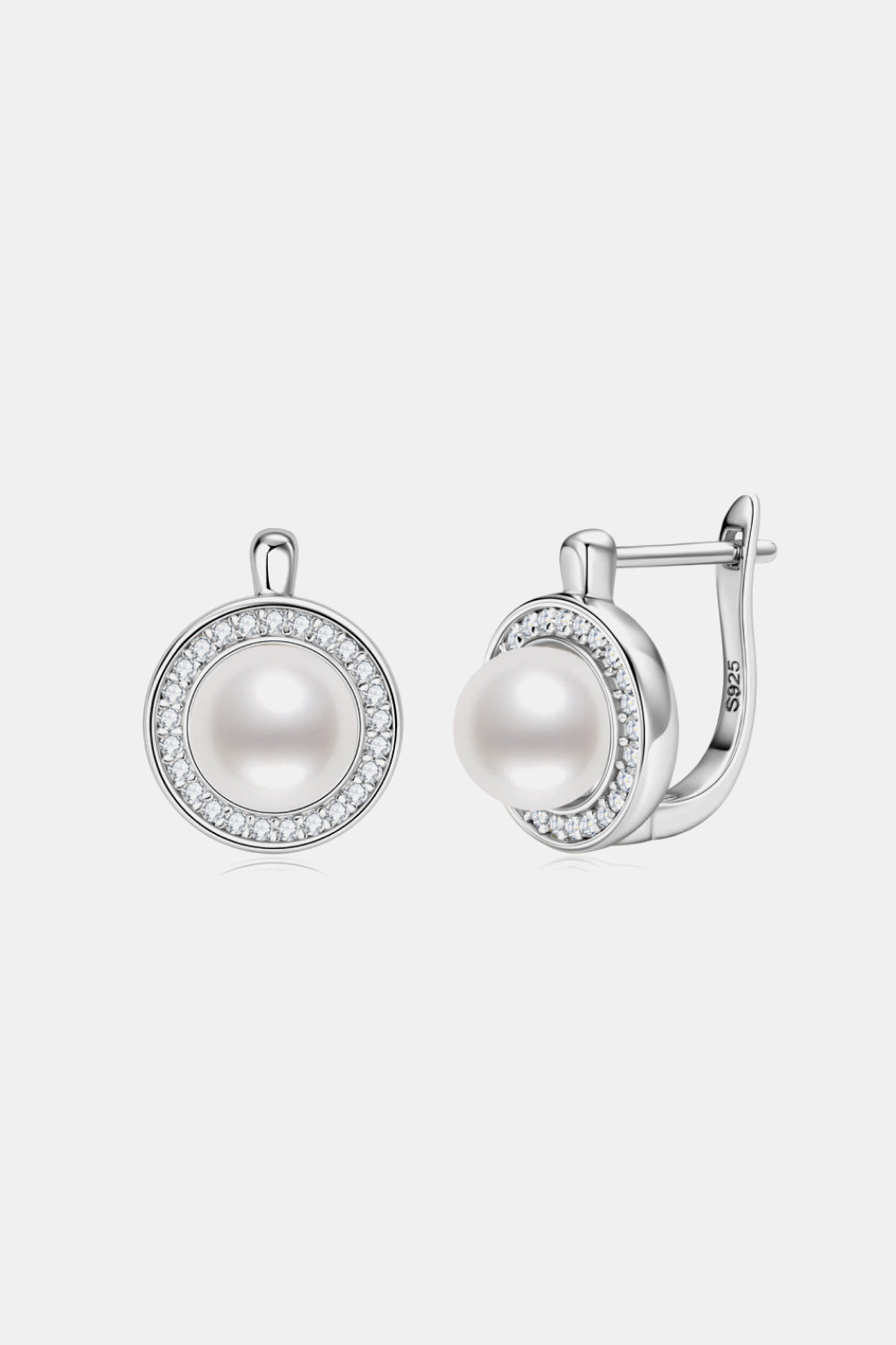 Moissanite &amp; Freshwater Pearl 925 Sterling Silver Earrings - Gold, Silver