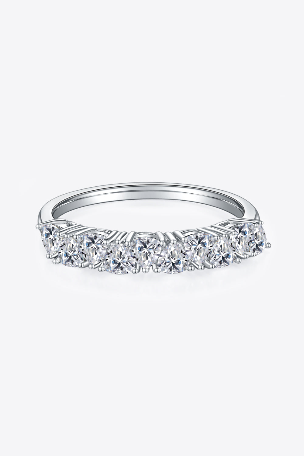 1 Carat Triangular Shaped Moissanite 925 Sterling Silver Half-Eternity Ring