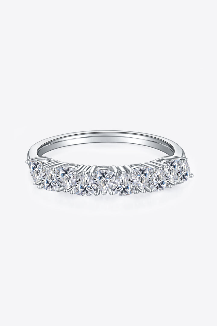 1 Carat Triangular Shaped Moissanite 925 Sterling Silver Half-Eternity Ring