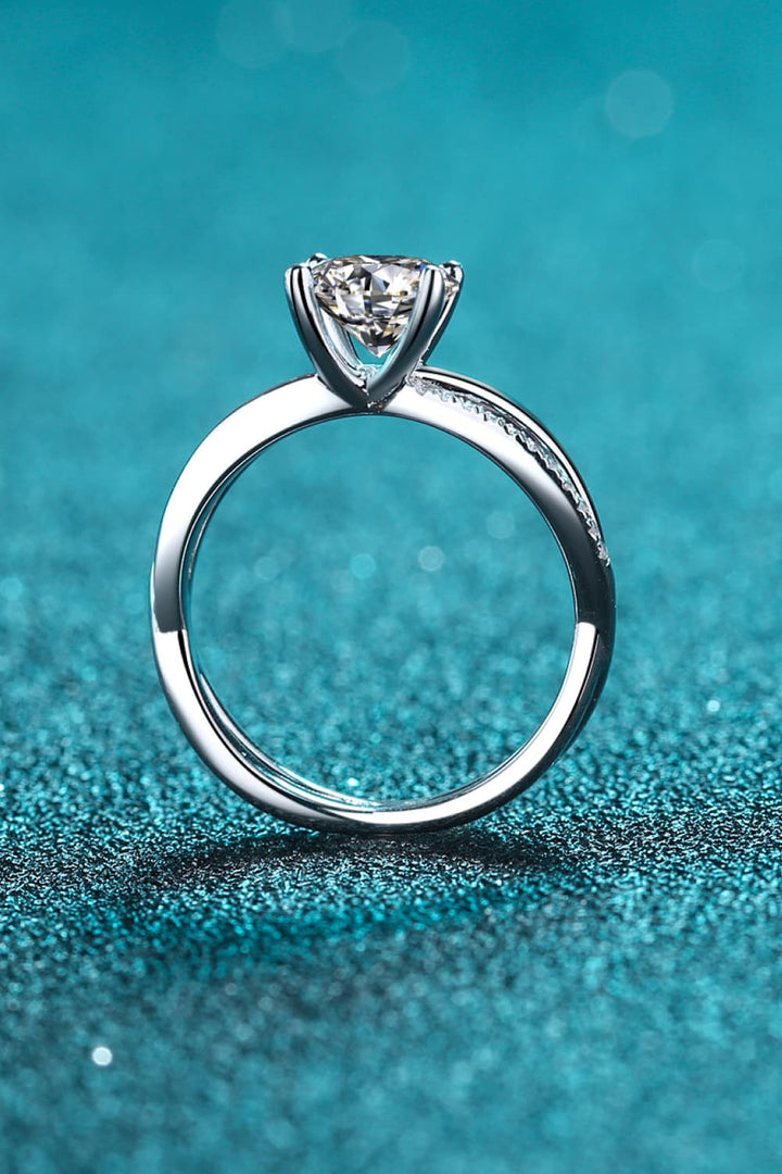 1 Carat Moissanite 925 Sterling Silver Crisscross Split-Shank Ring