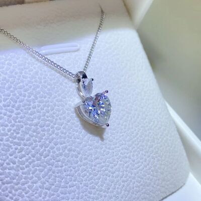 2-Carat Moissanite 925 Sterling Silver Heart-Pendant Necklace