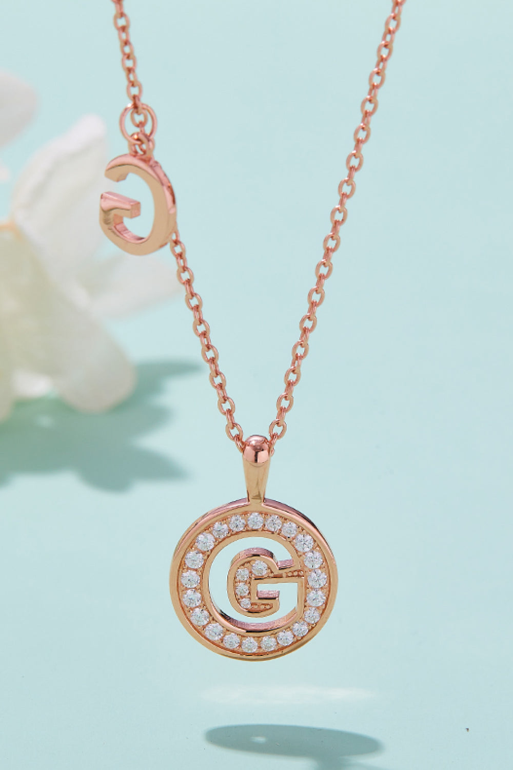 A To J Pendants Moissanite 925 Sterling Silver Necklace - Rose Gold