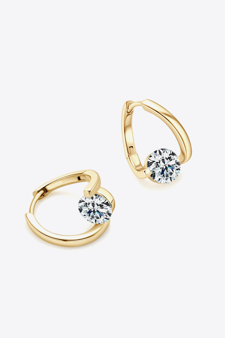 2 Carat Moissanite 925 Sterling Silver Heart Earrings - Gold, Silver