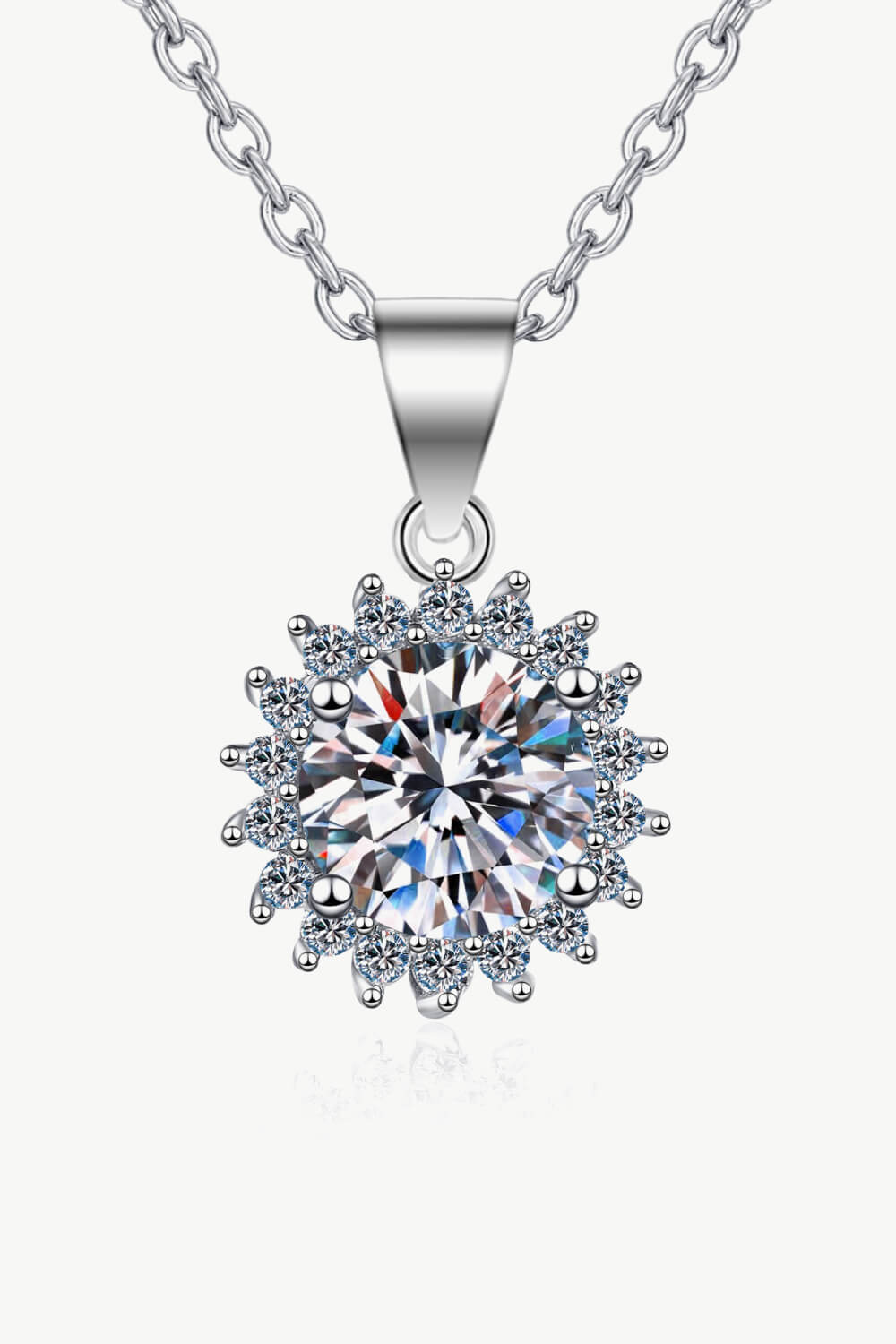 1-Carat Moissanite 925 Sterling Silver Round-Pendant Necklace - Silver