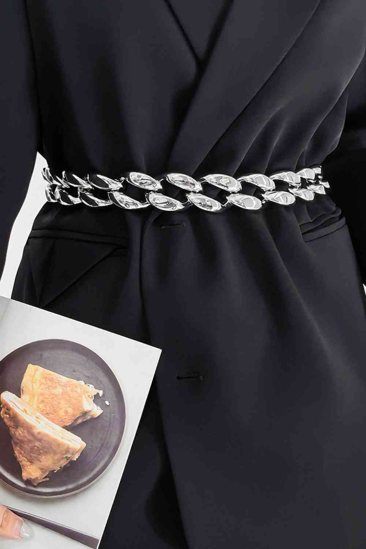 1.2" Width Acrylic Curb Chain Belt - Gold, Silver