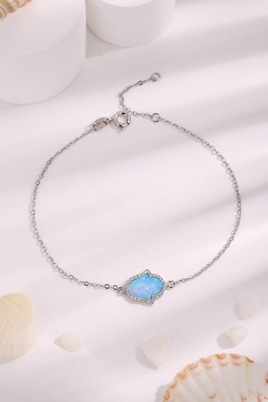 OPAL 925 STERLING SILVER PLATINUM-PLATED BRACELET - SKY BLUE