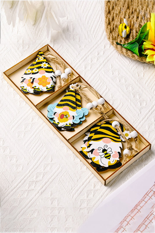 3-Piece Bee-Themed Gnome Wood Ornaments - Multiple Styles