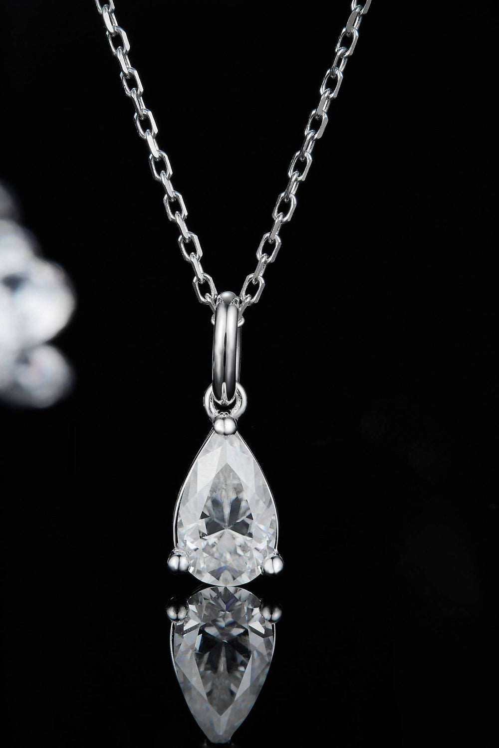 1-Carat Moissanite 925 Sterling Silver 3-Prong Teardrop-Pendant Necklace