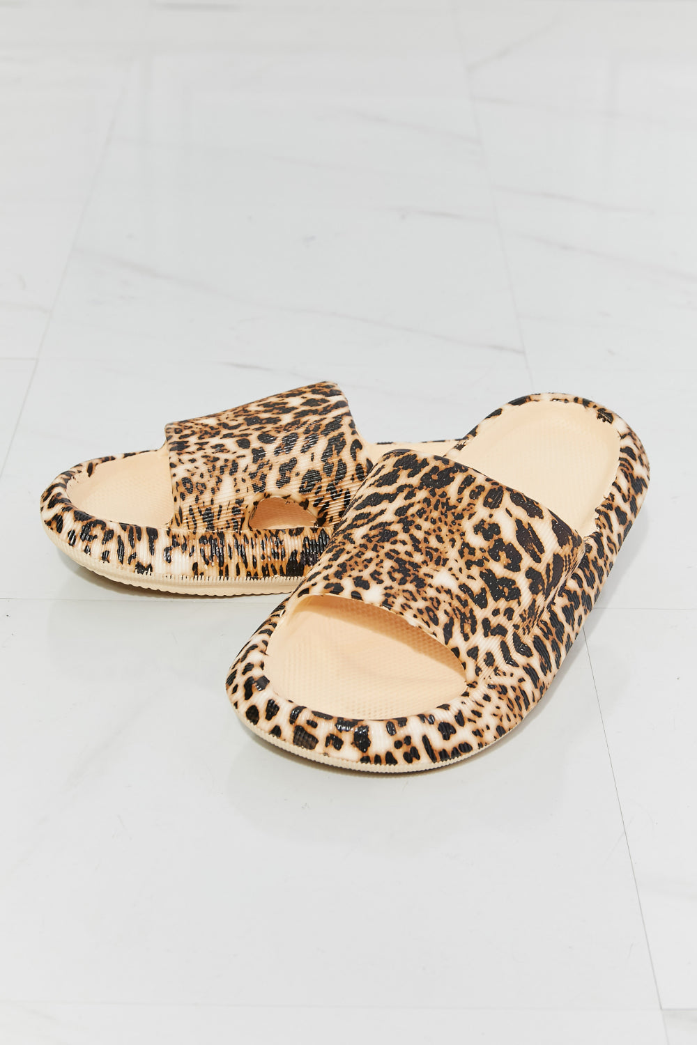 Leopard-Print Open-Toe Rubber Slides - (6-10)