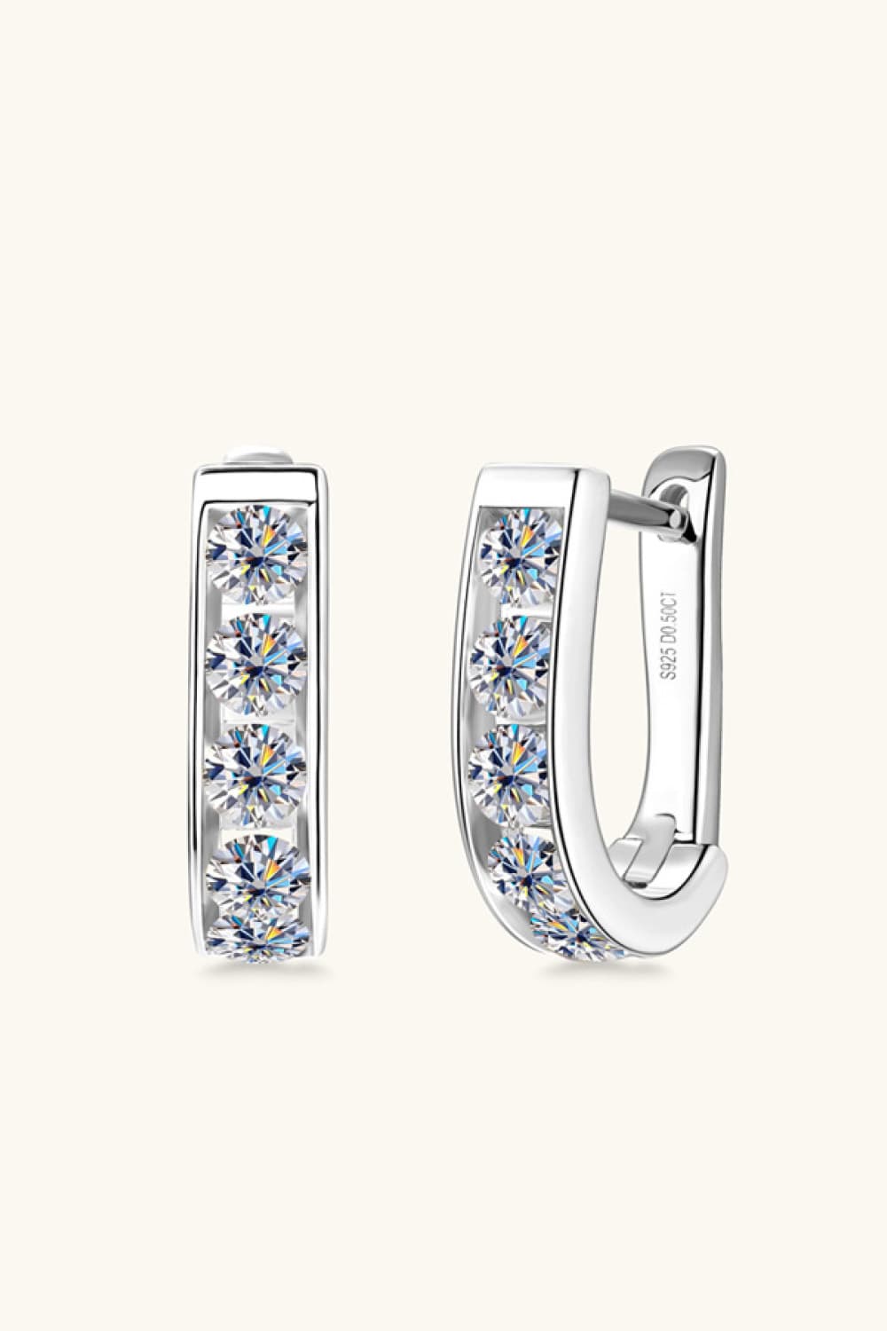 1 Carat Moissanite 925 Sterling Silver Inlaid Loop Earrings - Gold, Silver
