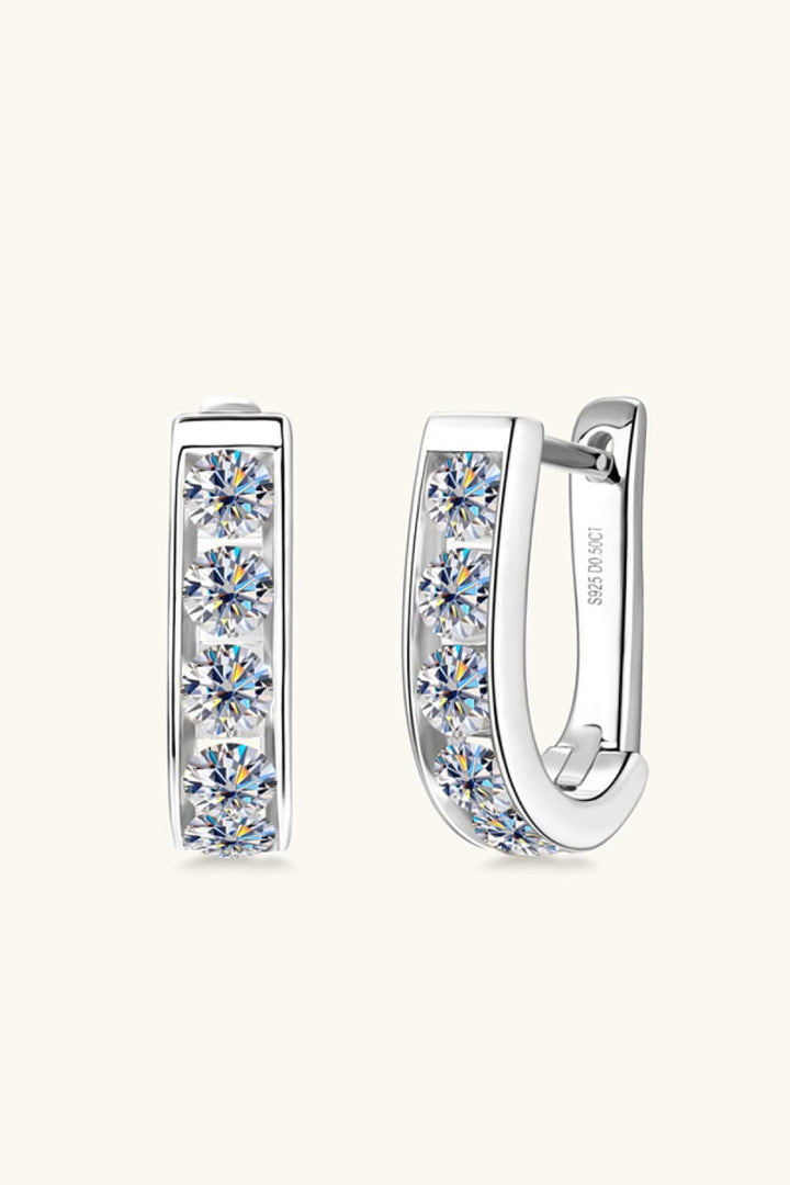 1 Carat Moissanite 925 Sterling Silver Inlaid Loop Earrings - Gold, Silver