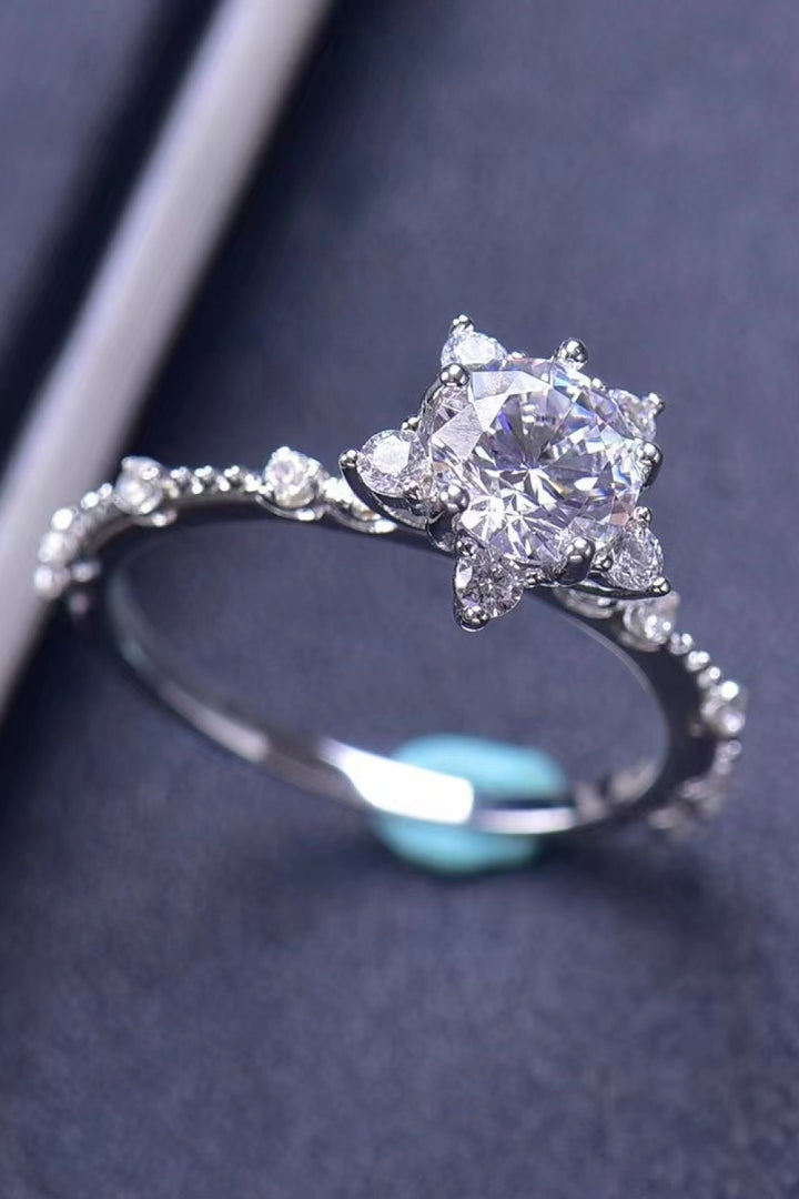 1 Carat Moissanite 6-Prong Ring - Silver
