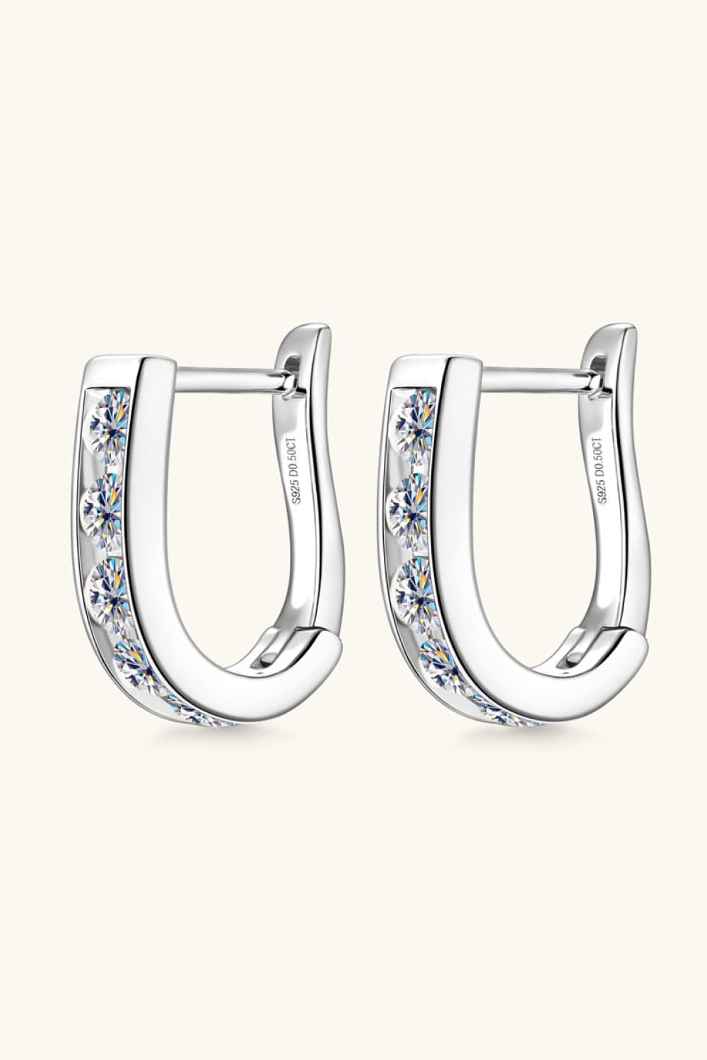 1 Carat Moissanite 925 Sterling Silver Inlaid Loop Earrings - Gold, Silver