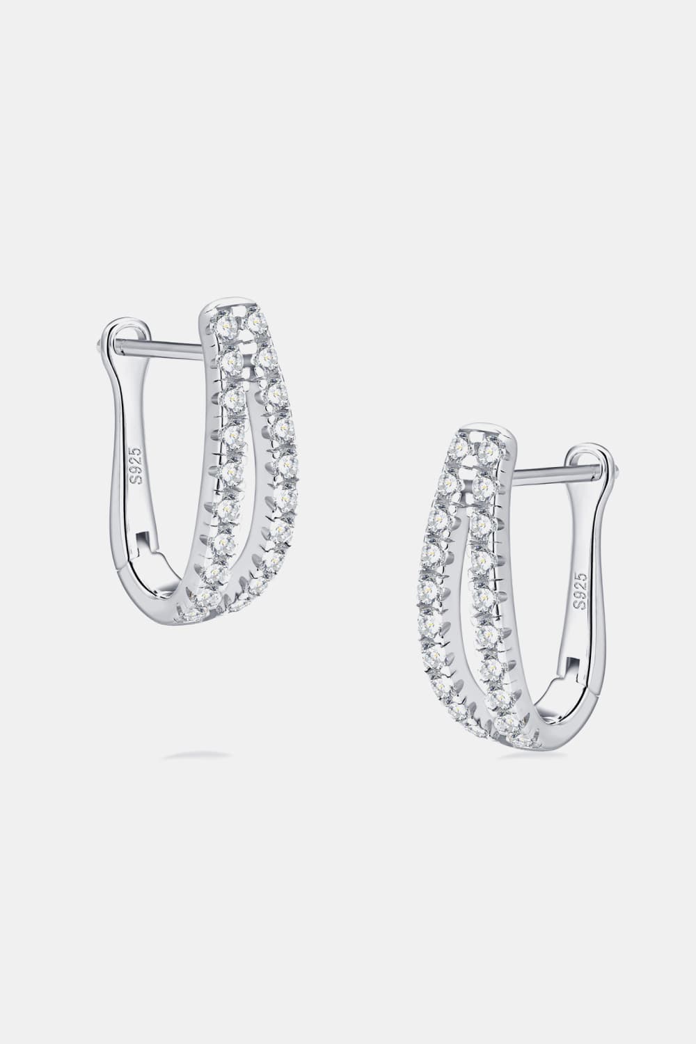 Moissanite 925 Sterling Silver Split-Loop Earrings - Silver