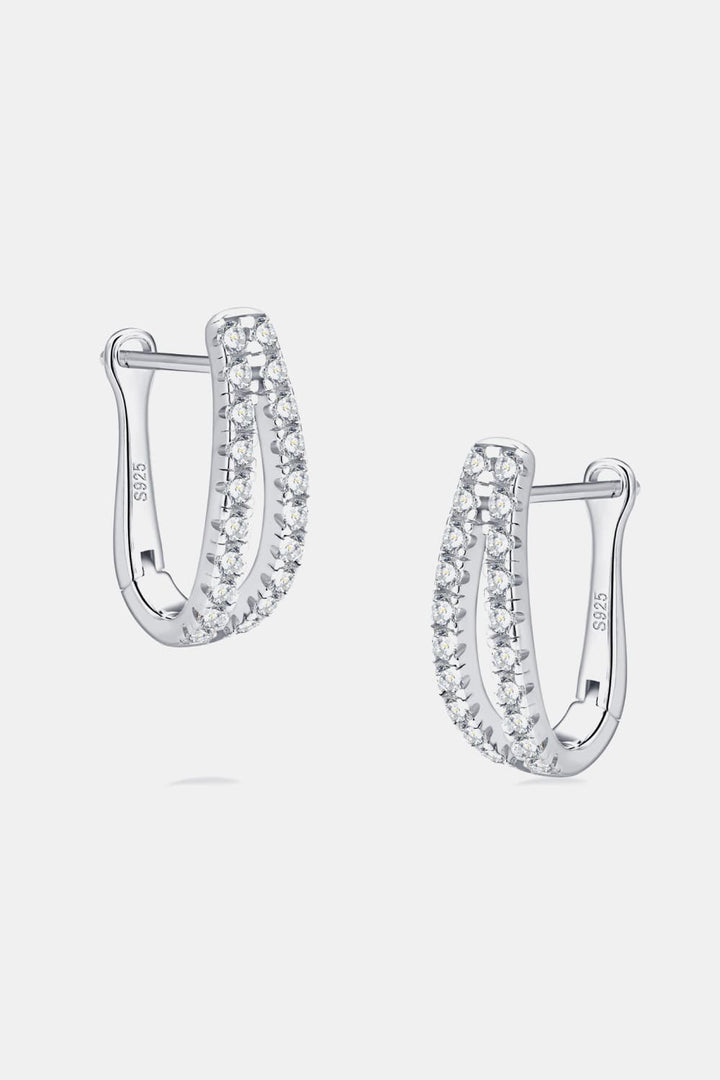 Moissanite 925 Sterling Silver Split-Loop Earrings - Silver