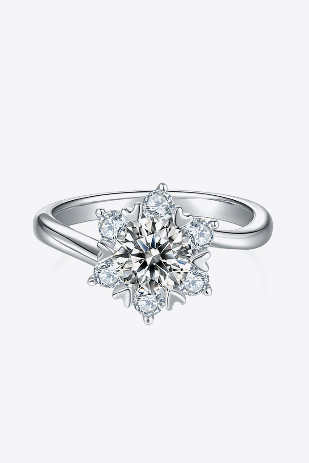 1 CARAT MOISSANITE 925 STERLING SILVER 6-PRONG HEART CLUSTER RING