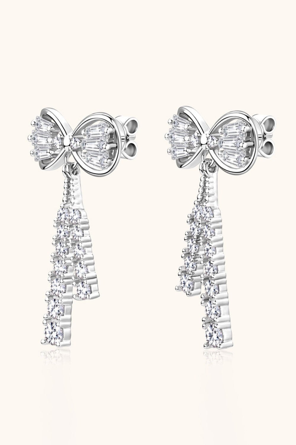 1.12 Carat Moissanite 925 Sterling Silver Bow Earrings - Silver, Gold