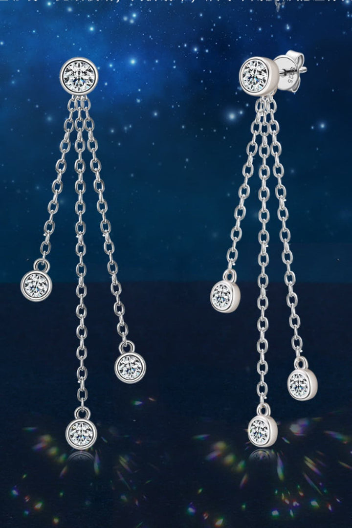 1.2 Carat Moissanite Layered Chain Earrings - Silver, Gold
