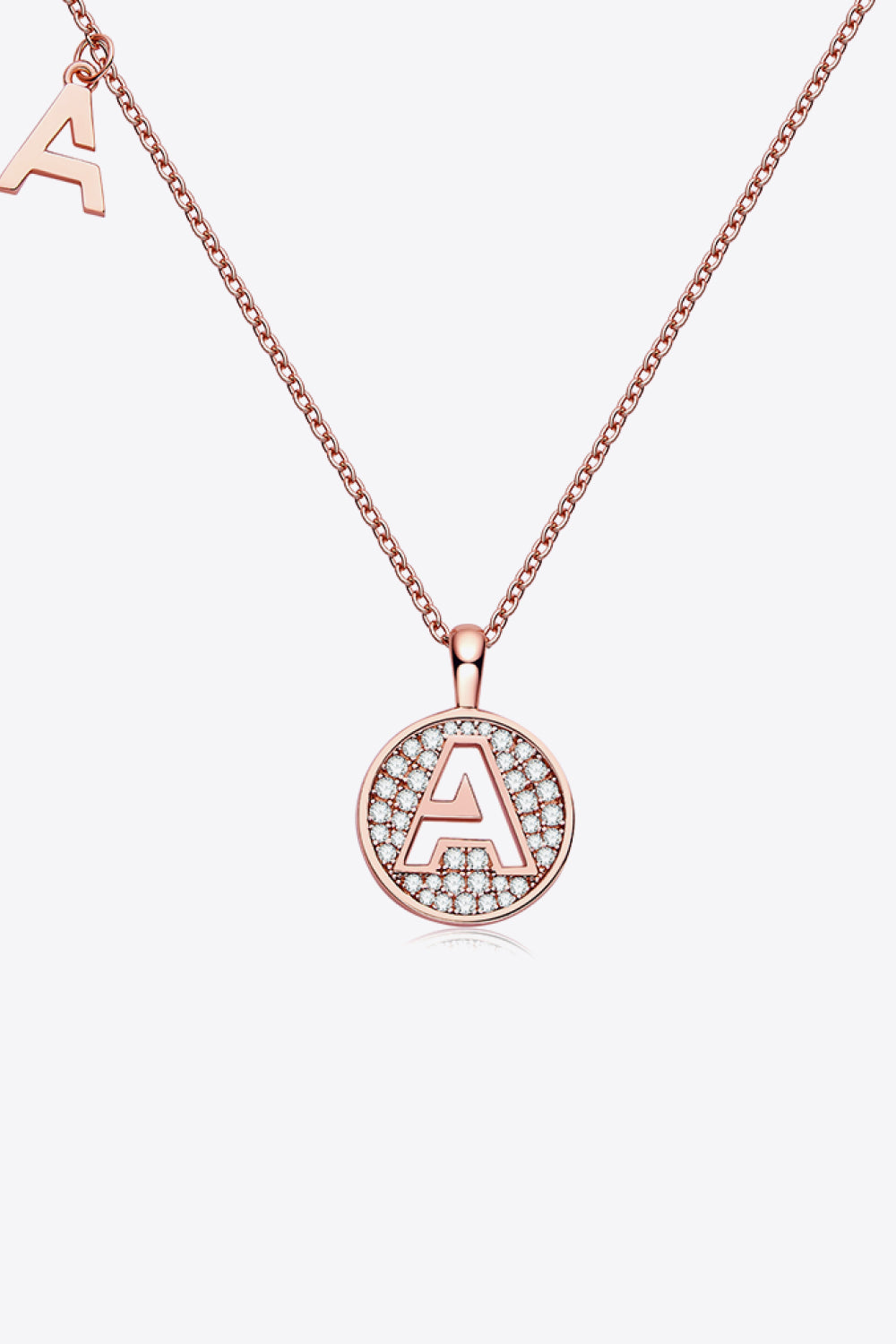 A To J Pendants Moissanite 925 Sterling Silver Necklace - Rose Gold